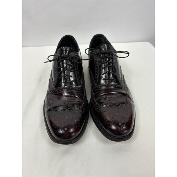 Florsheim Wingtip Dress Shoes Burgundy Patent Leather 10 Made in USA - Picture 2 of 12